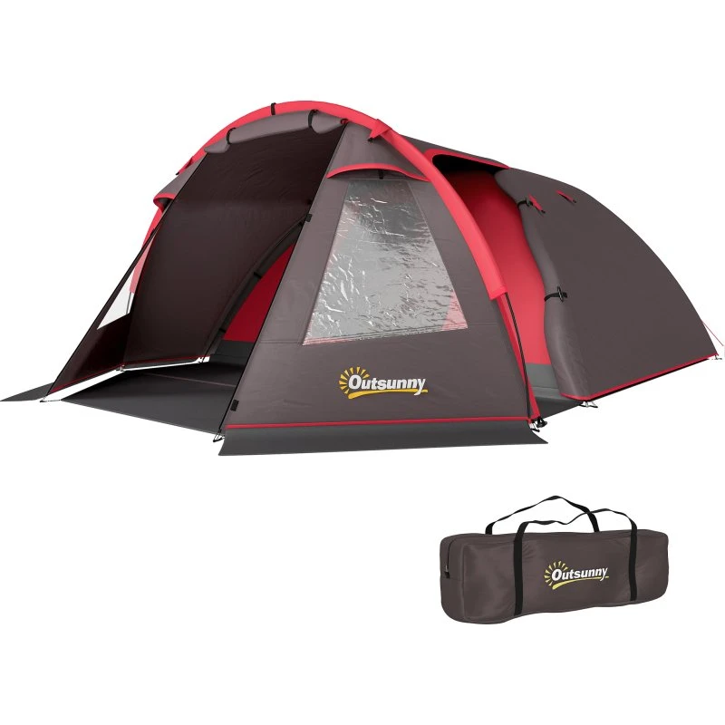 Outsunny Tenda 2-4 Persone Grigio Stanze Separate