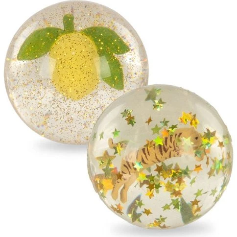 Konges Slojd Palline con Glitter e Figure 3D Limone/Tigre 2 pz