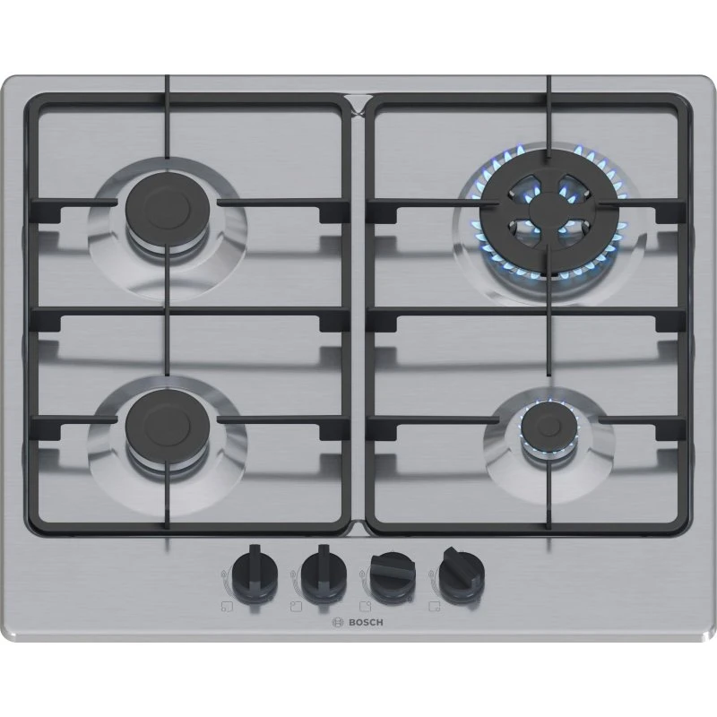 Bosch PGH6B5K60 Piano Cottura a Gas 4 Fornelli 60cm Acciaio Inox