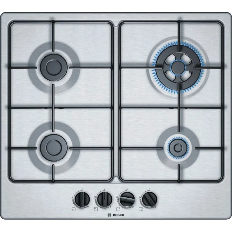 Bosch PGH6B5B80 Piano Cottura 4 Fuochi Gas Inox 60 cm