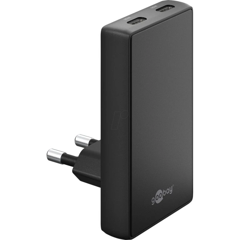 GOOBAY Caricabatterie USB 65W 2x USB-C PD 90° Nero