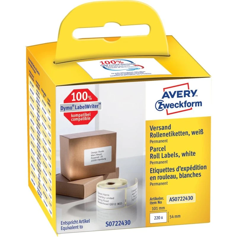 Avery Etichette 54x101 mm, 220 pezzi, Bianco