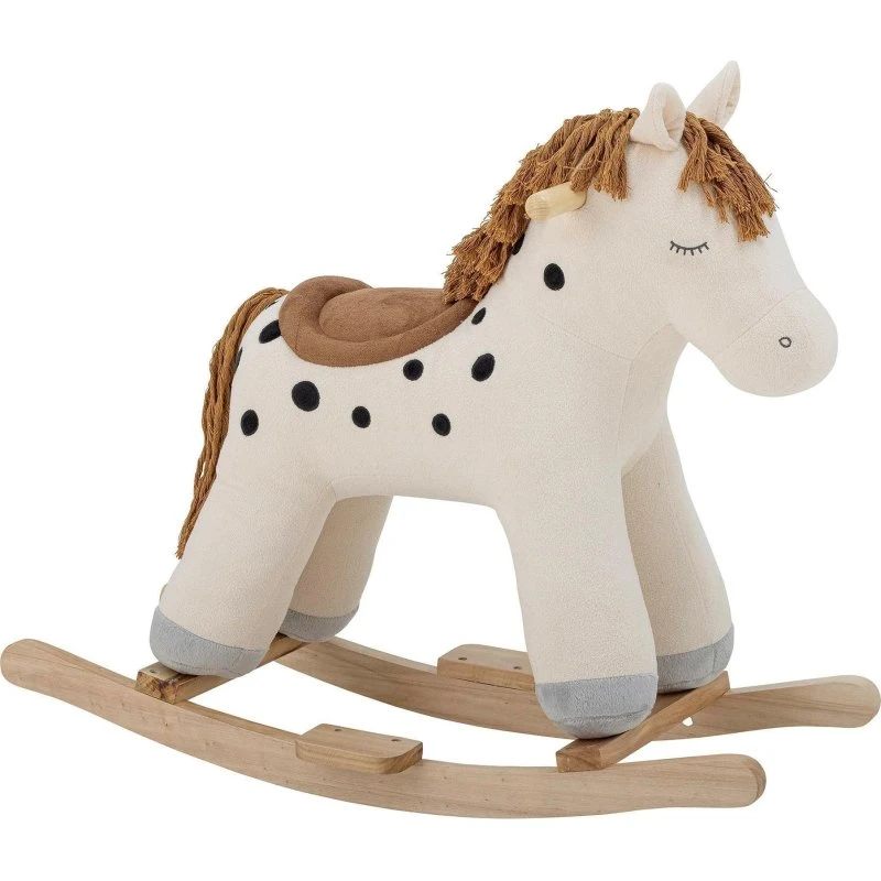 Bloomingville Merlen Cavallo a Dondolo Bianco con Puntini Neri