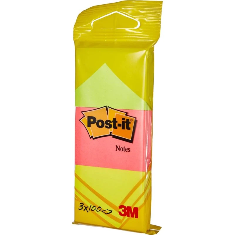 3M Post-It Neon 38x51 mm 3 Blocchi da 100 Fogli