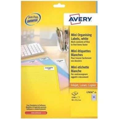 Avery Mini Etichette Laser Bianco 38,1x21,2mm 25 Fogli