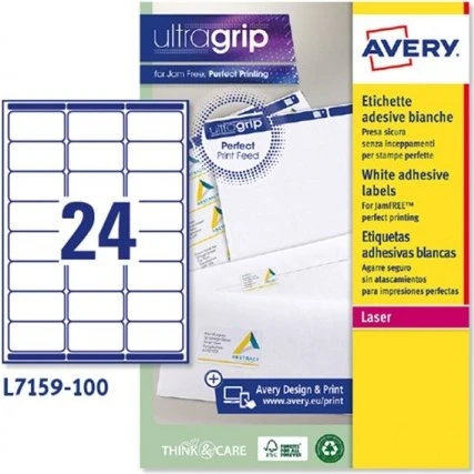 Avery Etichette Adesive L7159 Bianco 63,5x33,9 mm