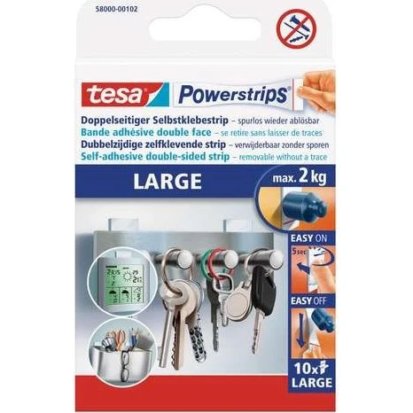 tesa Powerstrips Large 5x2 cm, 10 pezzi
