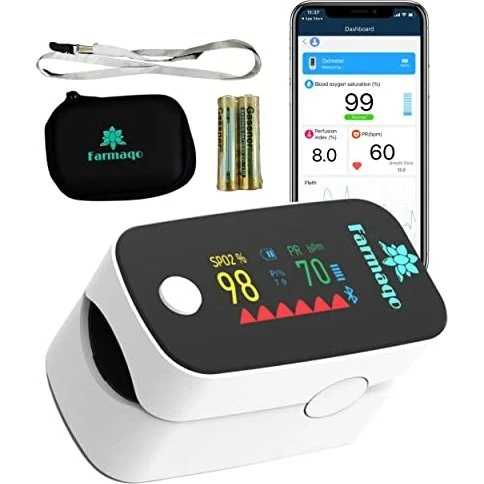 FARMAQO Saturimetro Bluetooth OLED SpO₂ BPM
