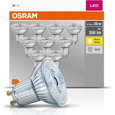 OSRAM LED PAR16 GU10 4,3W 2700K 10 pezzi Bianco Caldo