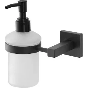 Levante Dispenser Sapone Liquido in Acciaio Nero Opaco e Vetro Satinato