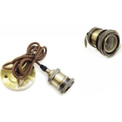 E27-02 Portalampada Vintage in Bronzo Ottone E27