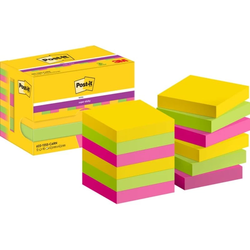 Post-it Super Sticky Carnival 47,6x47,6 mm 12 blocchi