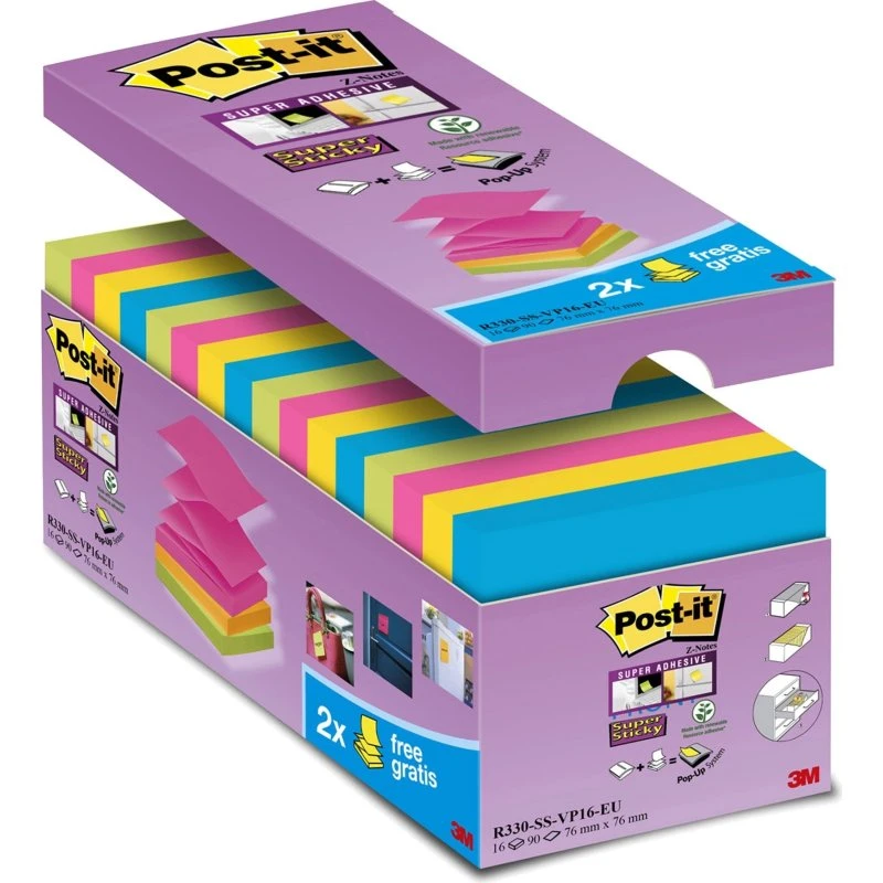Post-it Super Sticky Z Notes 16 blocchetti 76x76mm