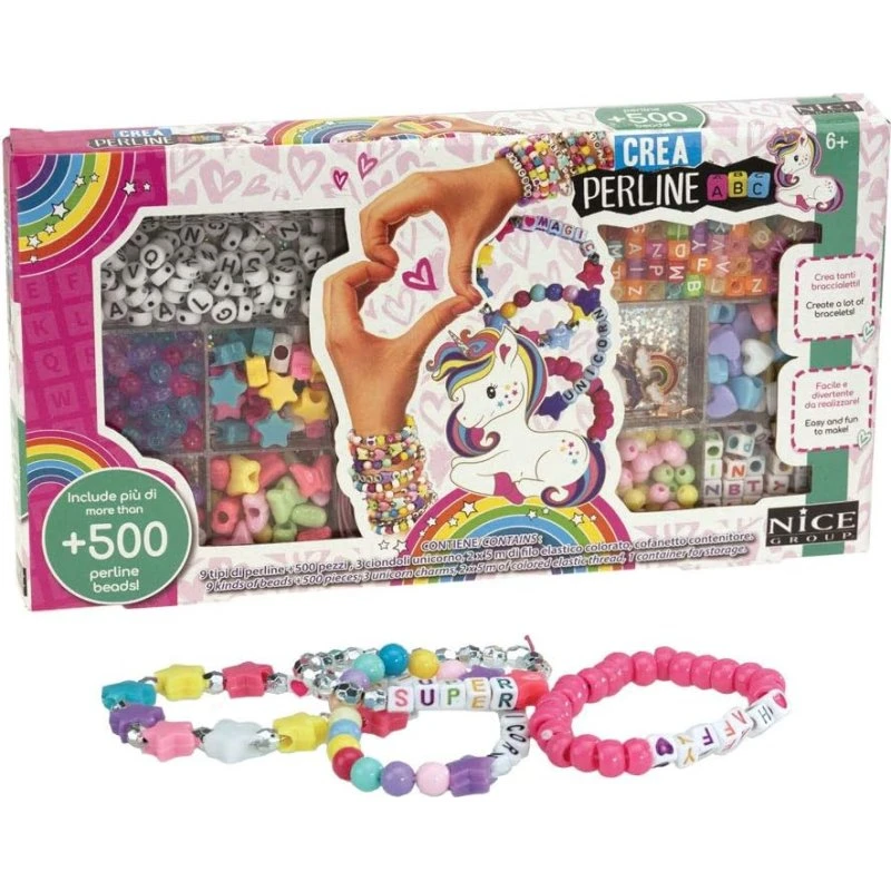 Perline ABC Magic Unicorn 500 - Set Creativo per Braccialetti