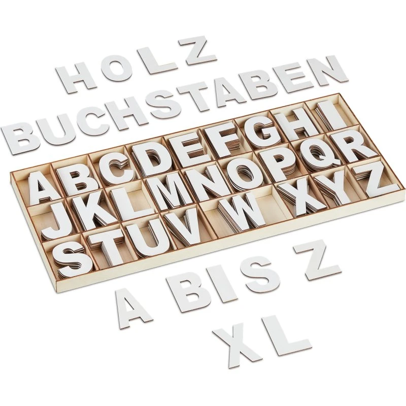 Set da 208 Lettere in Legno Bianco