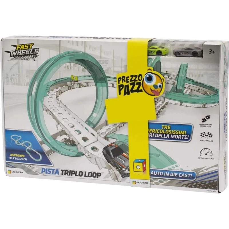 Giocheria Pista Triplo Loop con 2 Auto Elettriche