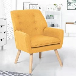 NAT Poltrona Scandinava in Tessuto Giallo Senape