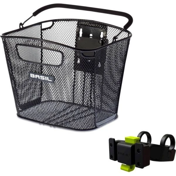 Basil Bold Cestino Bicicletta + Supporto KlickFix Nero