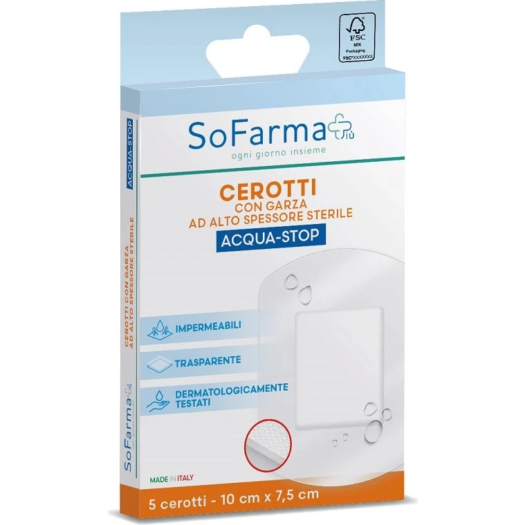Sofarma+ Cerotti Aqua-Stop 10x7,5 cm 5 pezzi