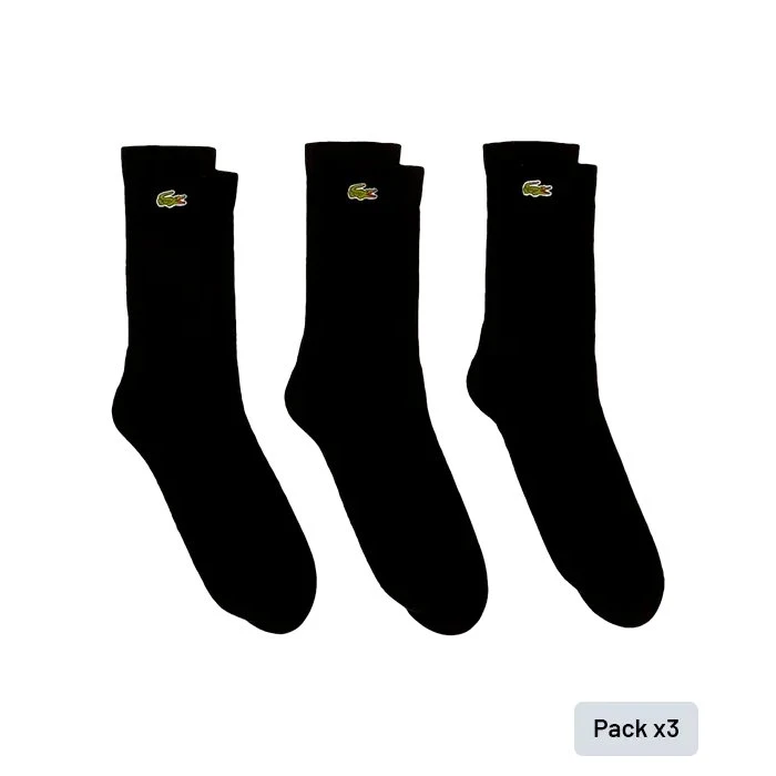Lacoste Calzini Neri Set da 3 Paia con Logo