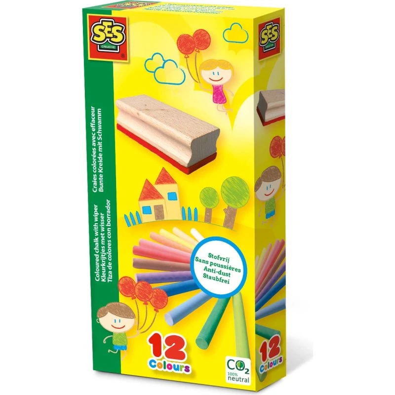 12 Gessi Colorati con Cancellino