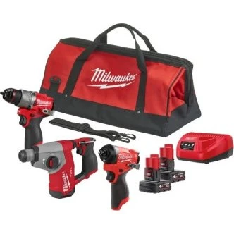 Milwaukee M12 FPP3H-402B Kit 12V Trapano + Avvitatore + Tassellatore