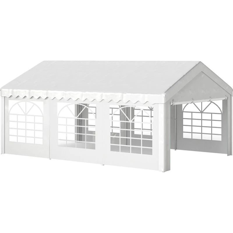 Outsunny Tendone 6x4m con Pareti Rimovibili Bianco