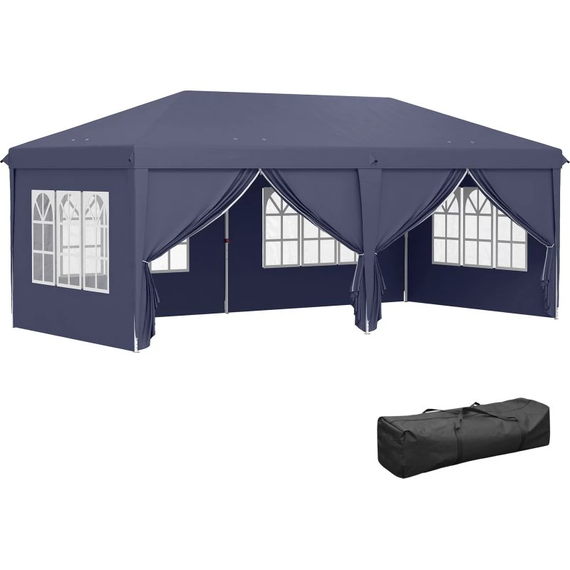 Outsunny Gazebo 6x3 m Pieghevole Blu