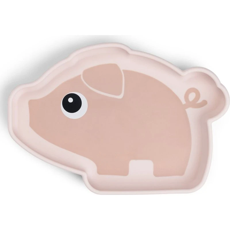 Pigee Piatto Silicone con Ventosa Rosa Pallido