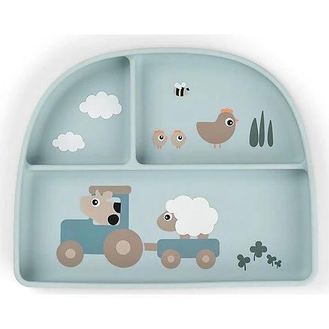 Done by Deer Stick&Stay Piatto con Scomparti - Blu - 100% Silicone