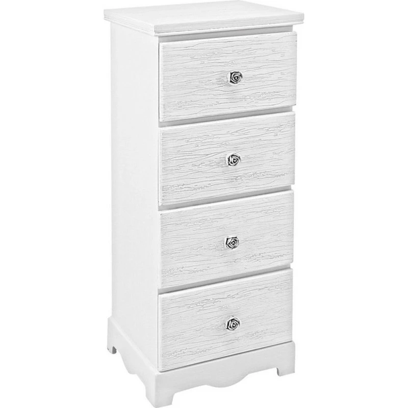 Blanc Cassettiera 7 Cassetti MDF Bianco Decapato
