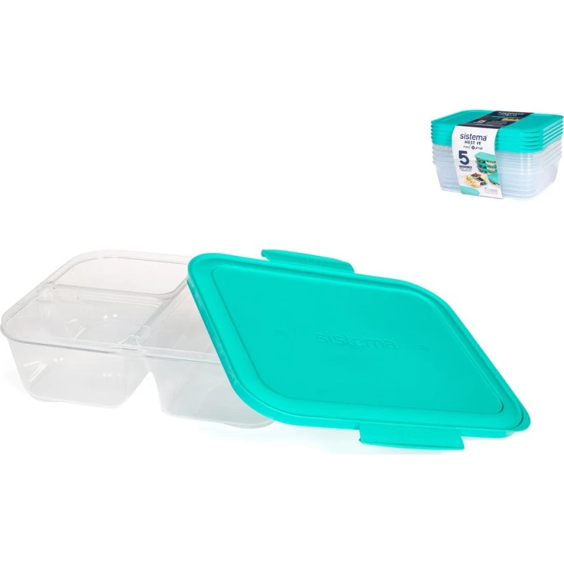 Nest It Meal Prep 5-Pack 1,9L Minty Teal