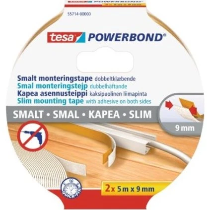 Tesa Biaadesivo Stretto 55714, 9 mm x 5 m (2 pezzi)