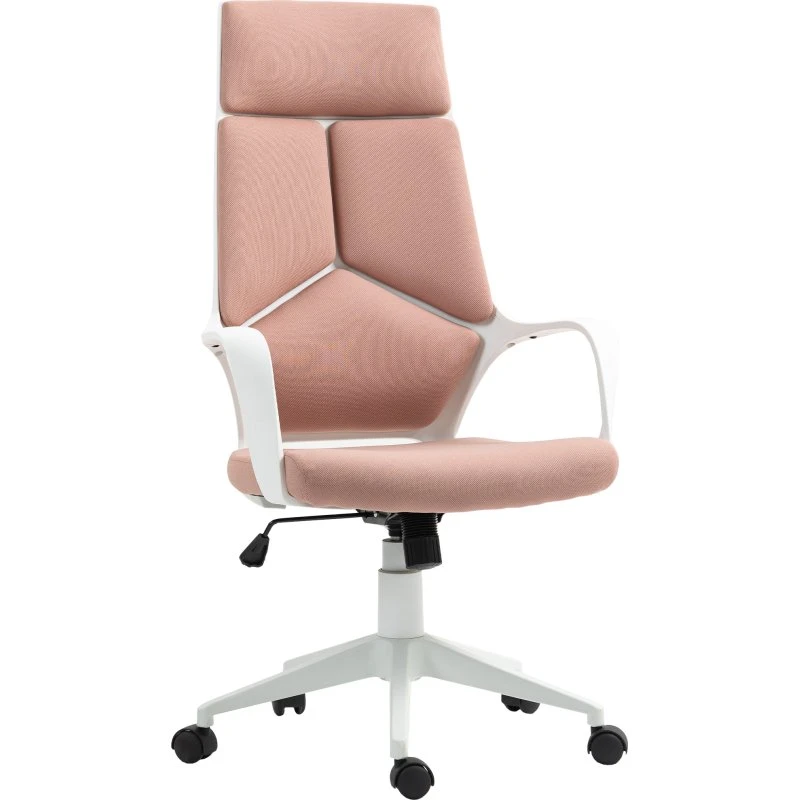 HOMCOM Sedia Ufficio Ergonomica Rosa con Dondolo e Altezza Regolabile