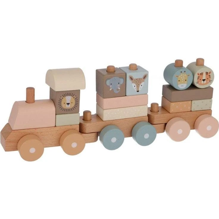 Monnëka Trenino Legno Zoo Rosa Personalizzabile 31cm