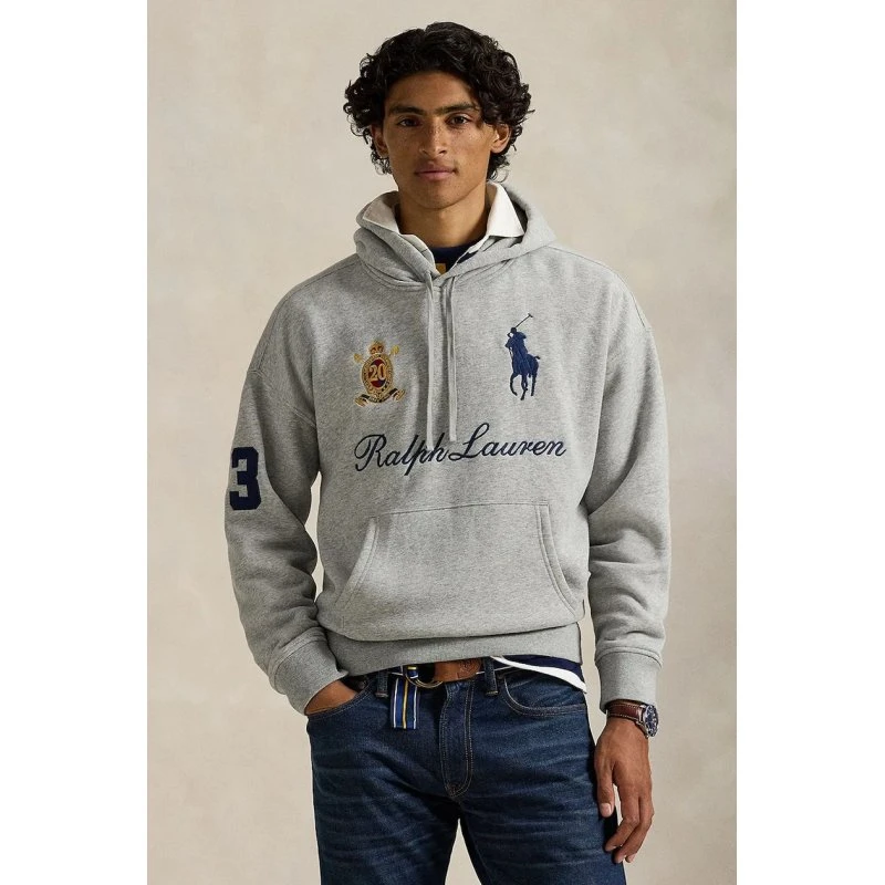Polo Ralph Lauren felpa uomo grigio con cappuccio 710P03957