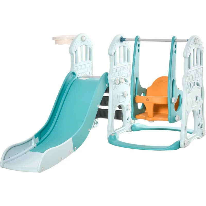 HOMCOM Scivolo 3 in 1 Bambini Blu e Arancione 149x186x98cm