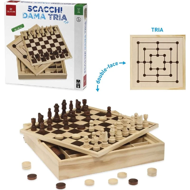 Dal Negro Scacchi Dama Tria Top in Legno