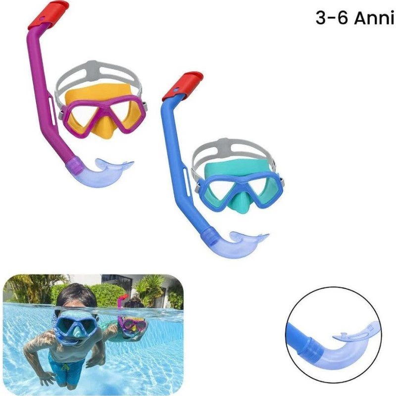 Glider Maschera Snorkeling Bambini con Boccaglio Colori Assortiti 24023