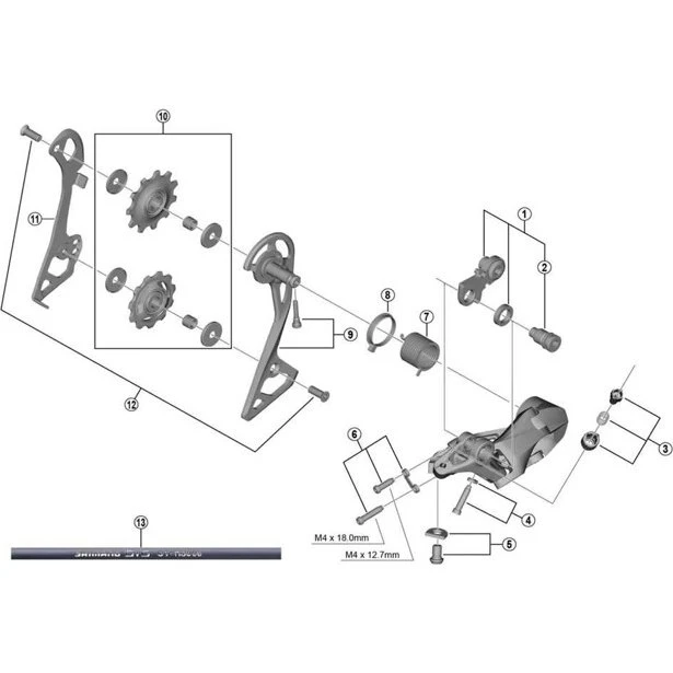 Shimano Gabbia Cambio Portapoleas Interno 105 R7000 Nero