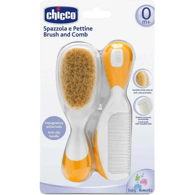 Chicco Set Spazzola e Pettine Arancione per Neonati