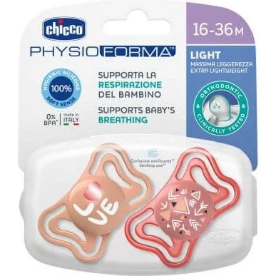Chicco Succhietto PhysioForma Light Glow Rosa 16-36 Mesi - 2 Pezzi