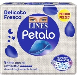 Lines Petalo Blu Notte con Ali - 9 Assorbenti