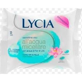 Lycia Salviettine Struccanti all'Acqua Micellare 3 in 1, 20 Pezzi
