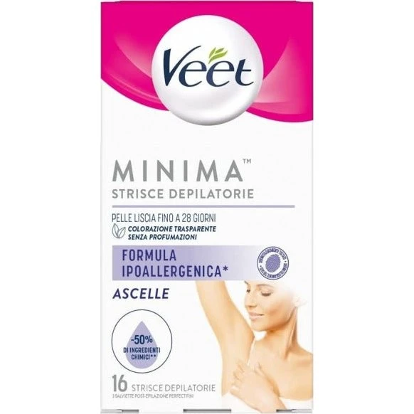Veet Strisce Depilatorie Ipoallergeniche Minima Ascelle e Bikini 16 pz