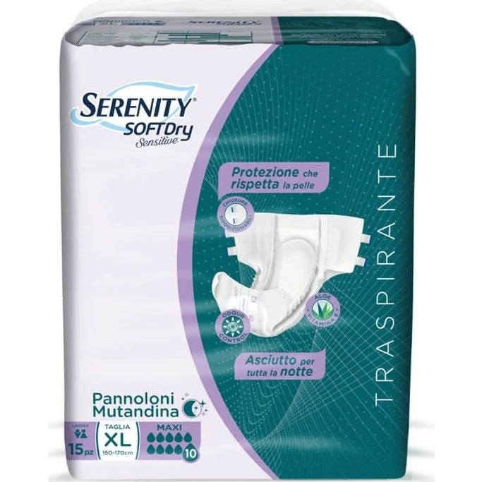 Serenity SoftDry Sensitive Pannolini Mutandina Taglia L - 15 Pezzi