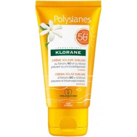 Klorane Crema Solare Sublime SPF 50+ Viso Tamanu Bio & Monoi 50ml