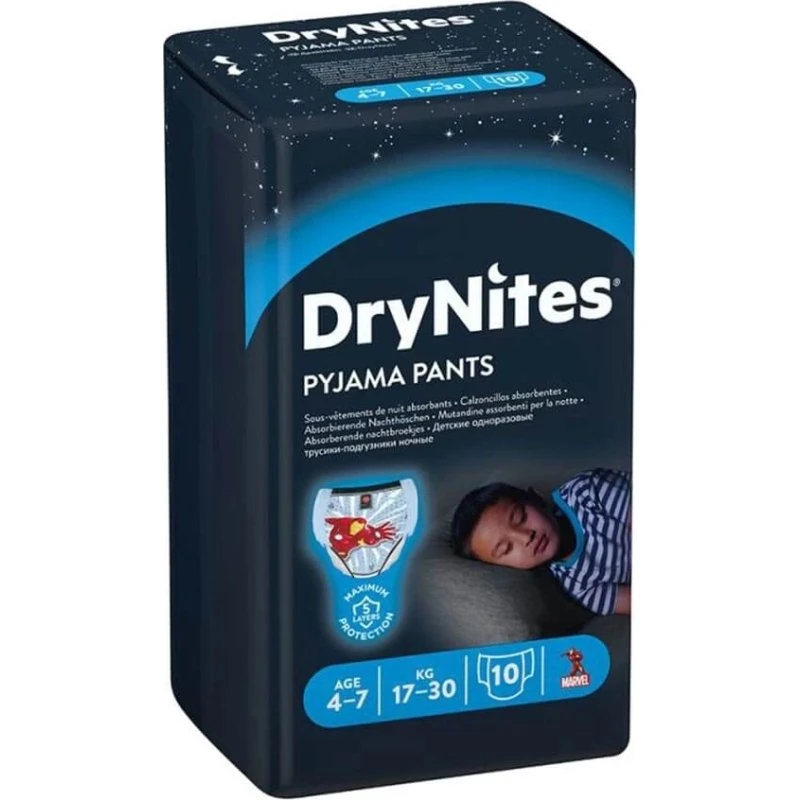 Huggies Drynites Mutandine Assorbenti Boy 4-7 Anni 17-30kg, 10 Pezzi