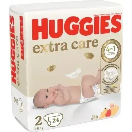 Huggies Extra Care Pannolini n. 2, 3-6 kg, 24 pezzi