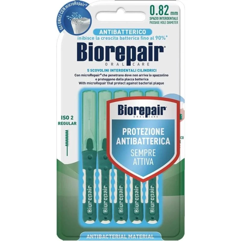 Biorepair Scovolino Interdentale Antibatterico in Gomma Regular, 5 Pezzi